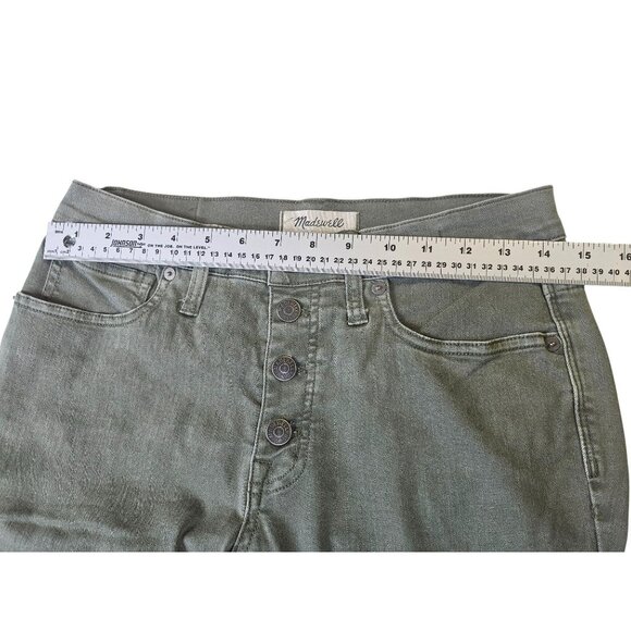 Madewell Green 9" High-Rise Skinny Jeans Style J6665 28P Cotton Blend Button Fly - Picture 2 of 10